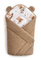 Baby Nellys Beránková zavinovačka bavlna/beránek, boucle - Kouzelný méďa, hnědá