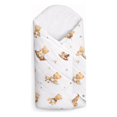 Baby Nellys Zavinovačka pro miminko Klasik Kouzelný méďa, bílá/hnědá