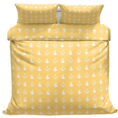Povlečeme vše Bavlněné povlečení Žlutá kotva 140x200, 70x90 cm