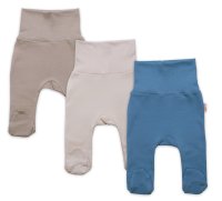 Baby Nellys Rostoucí výhodná sada, 3x polodupačky pro miminko Nature - modrá/béžová/taupe Vel. 56/62