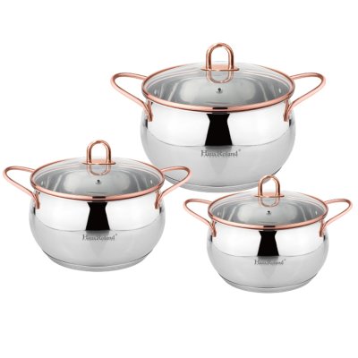 Haus Roland Sada nerezového nádobí 6 ks, s měděnými detaily