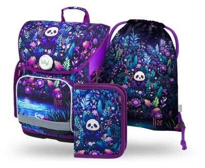 Baagl 3 SET Ergo Jungle Panda: aktovka, penál, sáček
