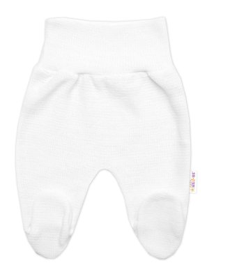 Baby Nellys Hand Made Pletené kojenecké polodupačky - bílé, vel. 68
