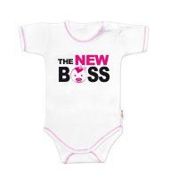 Baby Nellys Body krátký rukáv s vtipným textem , The New Boss, vel. 74