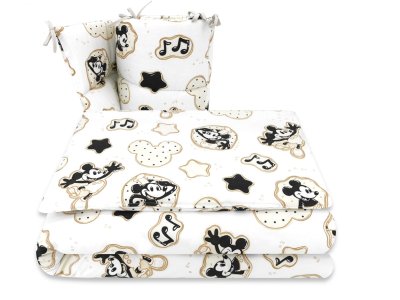 Baby Nellys Mantinel s povlečením do postýlky, 3D sada Myška Retro - 135x100