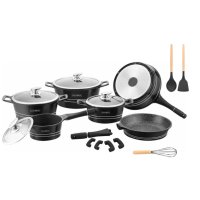 Royalty Sada kuchyňského nádobí s nerezovými poklicemi 17 ks – černá