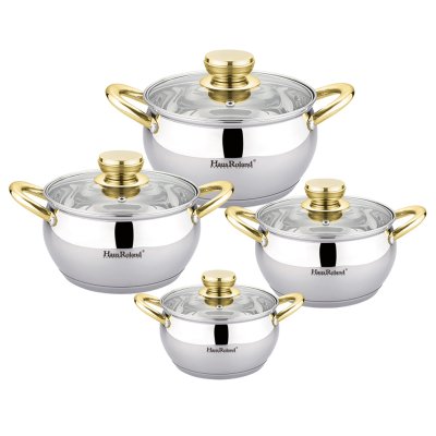 Haus Roland Sada nerezového nádobí se zlatými úchyty 8 ks