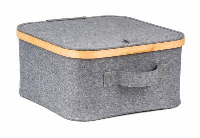 G21 Úložný box 30 x 30 x 15 cm bambusový s víkem, šedý
