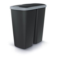 Prosperplast Odpadkový koš COMPACTA Q DUO, 45 l černý se světle šedým víkem