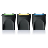 Prosperplast Odpadkový koš SORTIBOX 3 x 25 l recyklovaný černý