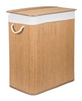 G21 Koš na prádlo 105 l s rozdělovačem bambusový s bílým košem 63555163