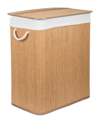 G21 Koš na prádlo 105 l s rozdělovačem bambusový s bílým košem 63555163