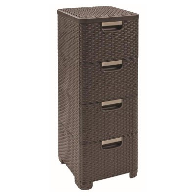 Curver Regál Style 4x14L se zásuvkami tmavě hnědý