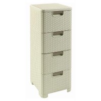 Curver Regál Style 4x14L se zásuvkami krémově bílý