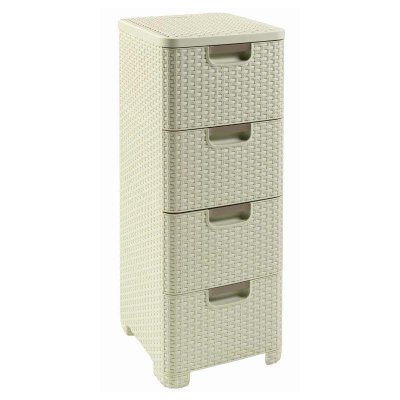 Curver Regál Style 4x14L se zásuvkami krémově bílý