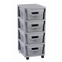 Curver Regál Infinity Dots 4x11L se zásuvkami světle šedý