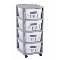 Curver Regál Infinity Dots 4x11L se zásuvkami bílošedý