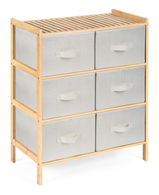 G21 Bambusový regál s 6 košíky, béžový