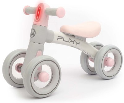 Milly Mally Dětské odrážedlo FLIXY s LED světlem a EVA koly (12–36 měsíců), růžové