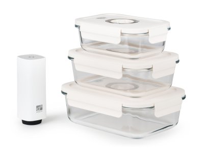 g21 Set skleněných vakuovacích dóz s pumpou 4 ks