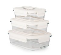 g21 Set skleněných vakuovacích dóz 3 ks