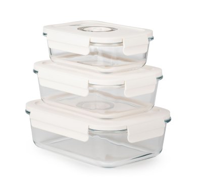 g21 Set skleněných vakuovacích dóz 3 ks