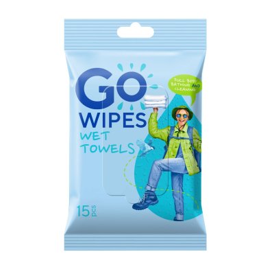 GoWipes Osvěžující vlhčené ručníky pro aktivní životní styl Kempování 15 ks