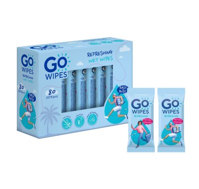 GoWipes Osvěžující vlhčené ubrousky na ruce Plastic Free 10x8 ks