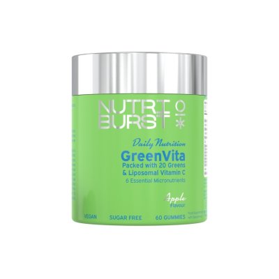 Nutriburst GreenVita gumídci s vitamíny C, D3, zinkem, superpotravinami 60 ks jablko