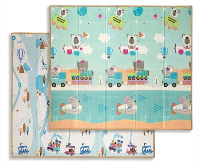 Milly Mally Oboustranná skládací pěnová podložka pro děti 197 × 177 cm - cirkus a cestování