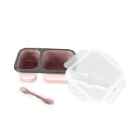 Zopa Silikonový svačinový box s příborem velký, Old Pink 4