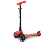 Milly Mally Dětská koloběžka SPARKY LED tříkolová – svítící kolečka, nastavitelná, červená