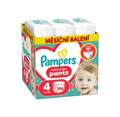 Pampers Active Baby vel. 4 9-15 kg plenkové kalhotky 156 ks