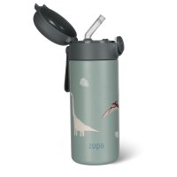 Zopa Termoska na tekutiny s brčkem a silikonovým držákem 350 ml, Dino 2