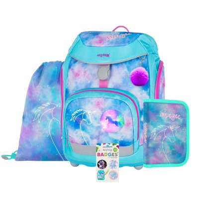 Oxybag OXY SHERPY - školní set Unicorn 4 ks: batoh, penál, sáček, placky