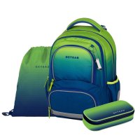 Oxybag OXY NEXT - školní set Ombre Green 3 ks: batoh, penál, sáček