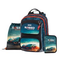 Oxybag OXY JUMPER - školní set Auto 3 ks: batoh, penál, sáček