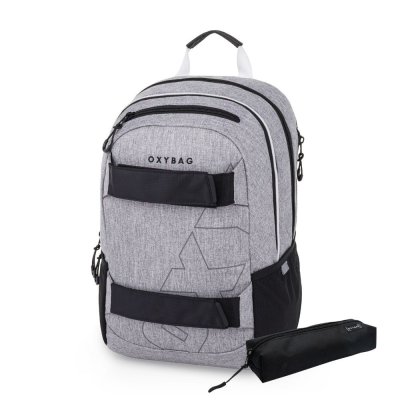 Oxybag OXY SPORT - set 2 ks: studentský batoh Grey Melange, penál