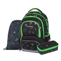 Oxybag OXY NEXT - školní set Green Cubes 3 ks: batoh, penál, sáček