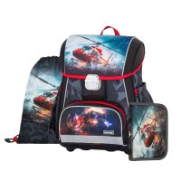 Oxybag PREMIUM - školní set Hasiči 3 ks: aktovka, penál, sáček