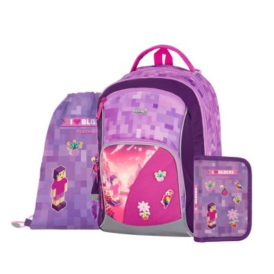 Oxybag OXY GO - školní set Playworld Girl 3 ks: batoh, penál, sáček