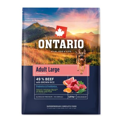 Ontario Adult Large Beef & Brown Rice krmivo 2,25 kg