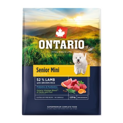 Ontario Senior Mini Lamb & Brown Rice krmivo 2,25 kg
