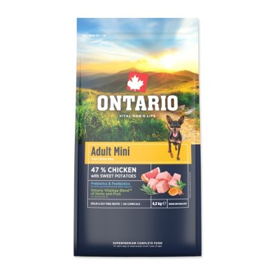 Ontario Adult Mini Chicken & Sweet Potatoes krmivo 6,5 kg