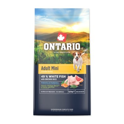Ontario Adult Mini Fish & Brown Rice krmivo 6,5 kg