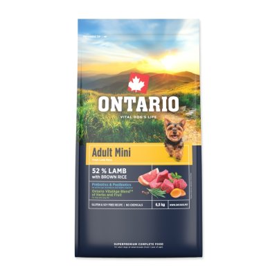 Ontario Adult Mini Lamb & Brown Rice krmivo 6,5 kg
