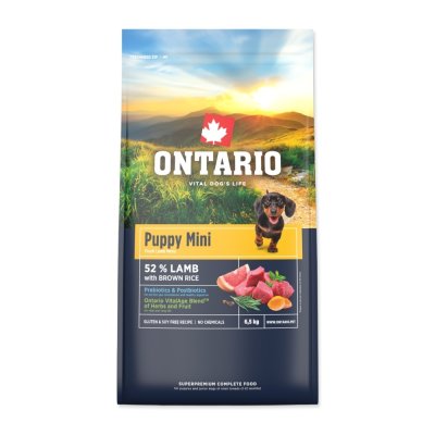 Ontario Puppy Mini Lamb & Brown Rice krmivo 6,5 kg