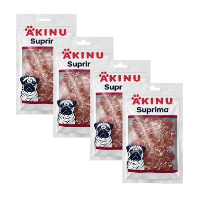 Akinu SUPRIMO Kachní s treskou mini steak pamlsek pro psy 75 g MTP 4 ks
