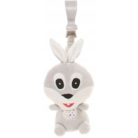 4 BABY Závěsná plyšová hračka s pískátkem, Rabbit, šedá