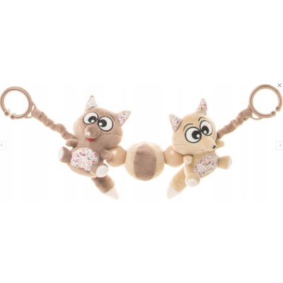 4 BABY Plyšové chrastítko, zábrana na kočárek Fox, béžovo/hnědé